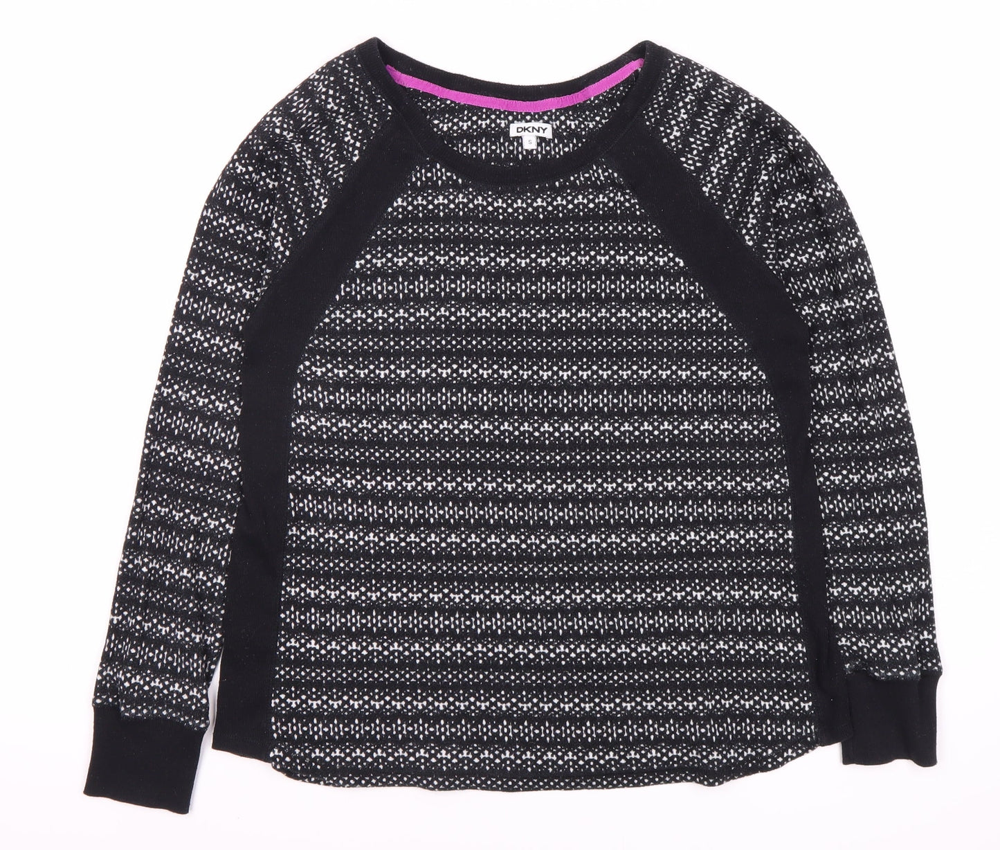 DKNY Women's Black Geometric Knit Sweater Size S