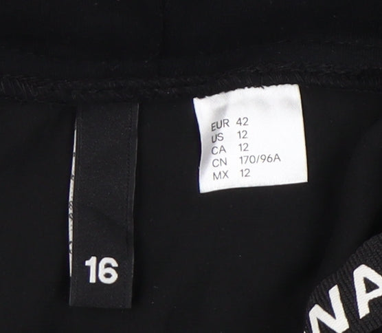 H&M Women Black Hoodie Size 14 Half Zip Casual