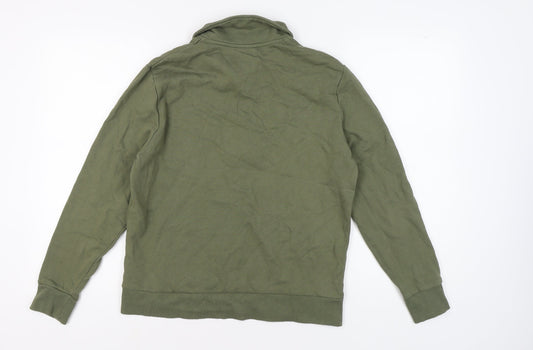 ASOS DESIGN Men's Green M 1/4 Zip Collared Sweatshirt