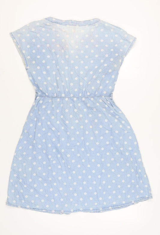 Cath Kidston Women's Blue Polka Dot Dress Size 12