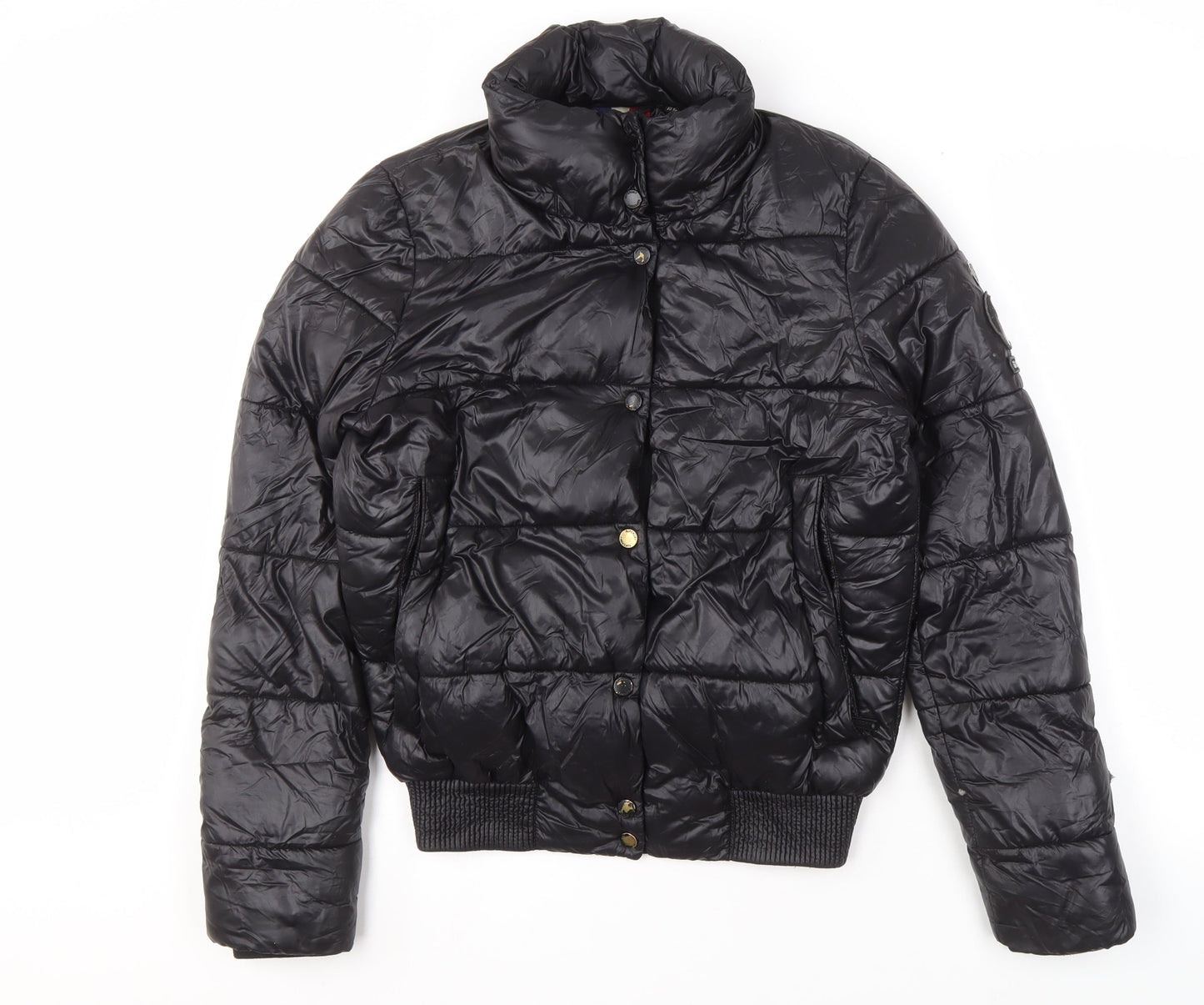 Superdry Women's Black Cropped Puffer Jacket Size 10