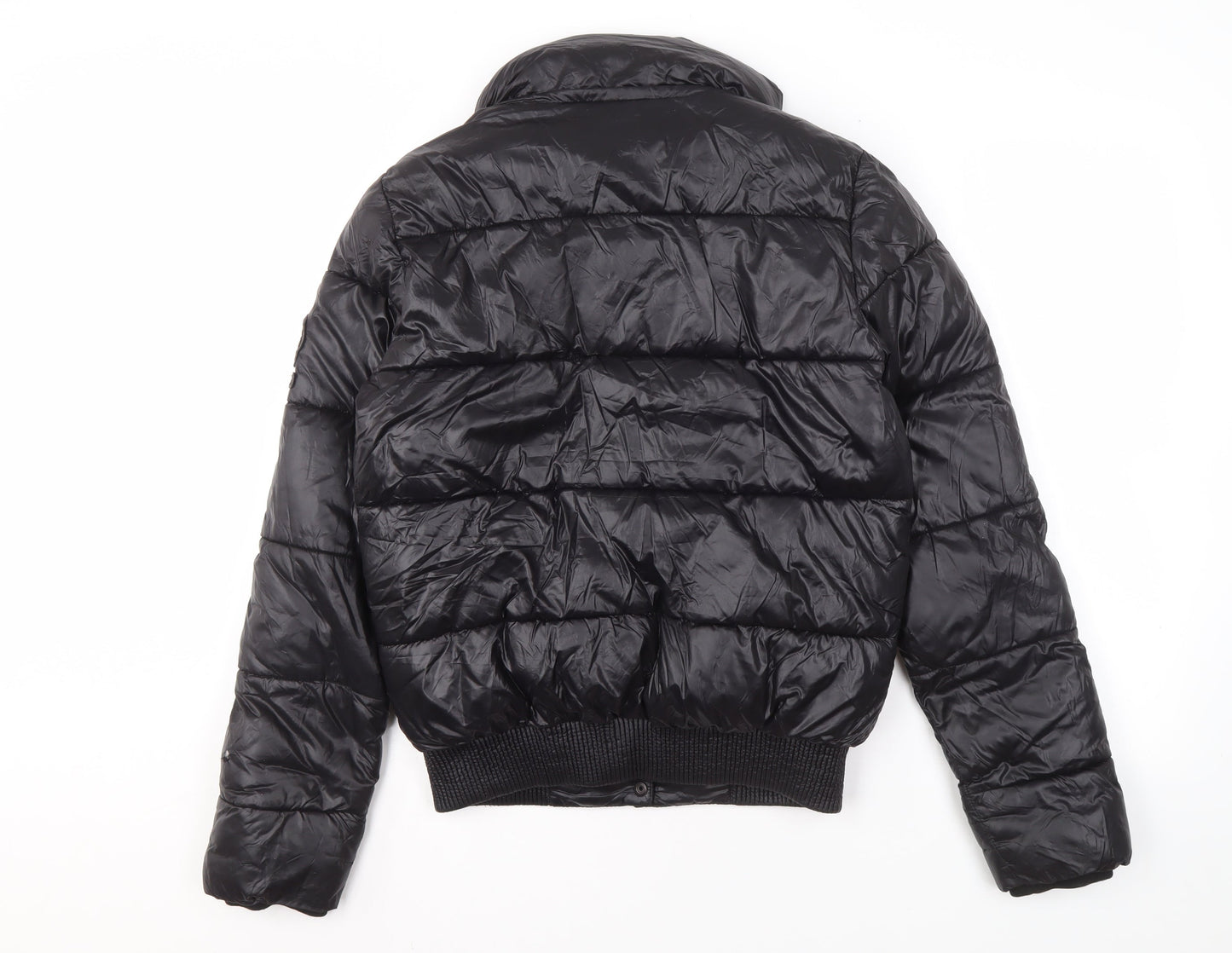 Superdry Women's Black Cropped Puffer Jacket Size 10