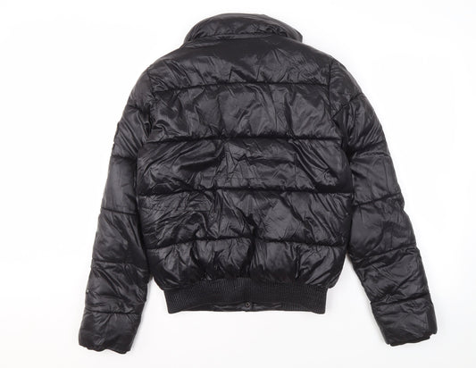 Superdry Women's Black Cropped Puffer Jacket Size 10