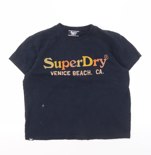 Superdry Unisex Blue T-Shirt, Size 12, Casual Crew Neck