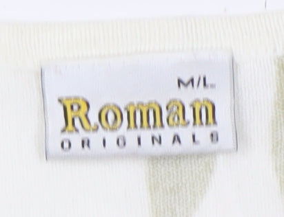 Additional view of Roman Originals Women’s Ivory Knit Top, M/L, Embroidered Accents