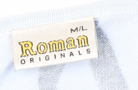 Brand and care label for Roman Originals Women's Blue Animal Print T-Shirt M/L