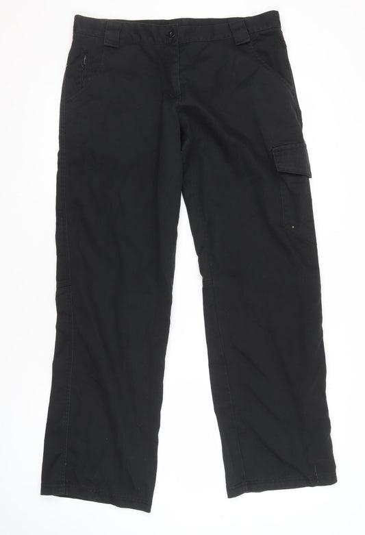 Additional front view of Dickies women’s black cargo trousers, size UK 14, straight leg