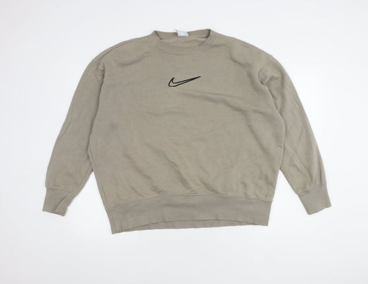 Nike Beige Men's M Pullover Sweatshirt - Logo Sports