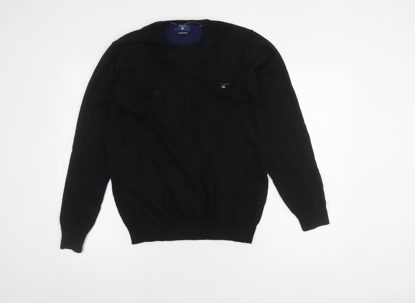 GANT Men's Black V-Neck Pullover Jumper M Casual