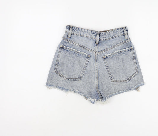 Zara Women's Blue Distressed Denim Cut-Off Shorts
