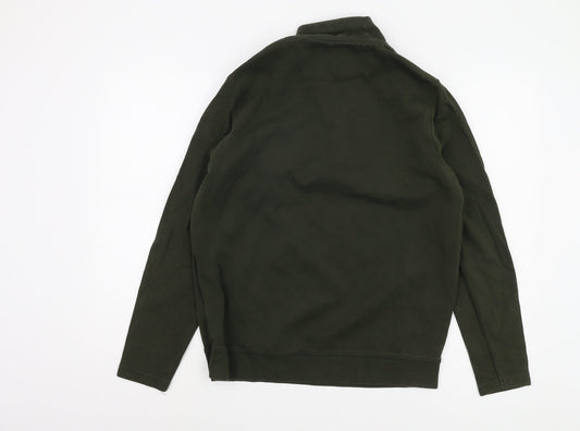 Dressmann Men's Green 1/4 Zip Sweatshirt - Medium