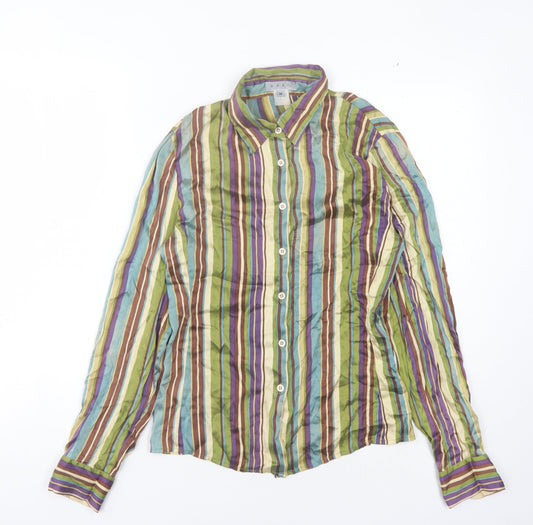 Adec Women's Multicoloured Striped Button-Up Shirt M