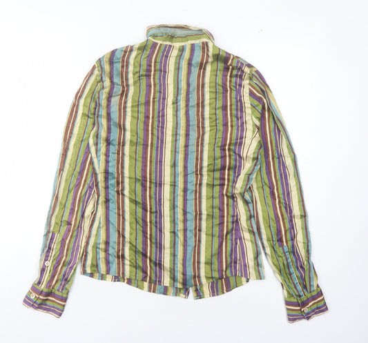 Adec Women's Multicoloured Striped Button-Up Shirt M