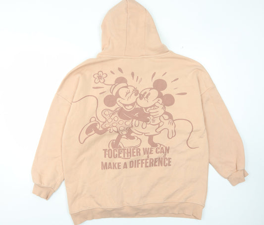 Disney Women's Beige Pullover Hoodie, M, Cartoon Character
