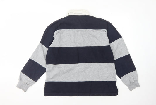 Disneyland Paris Men's Grey Striped Polo S/M