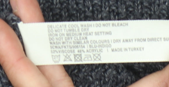 Fat Face Women's Blue Open Front Cardigan, Size S, Chunky Knit