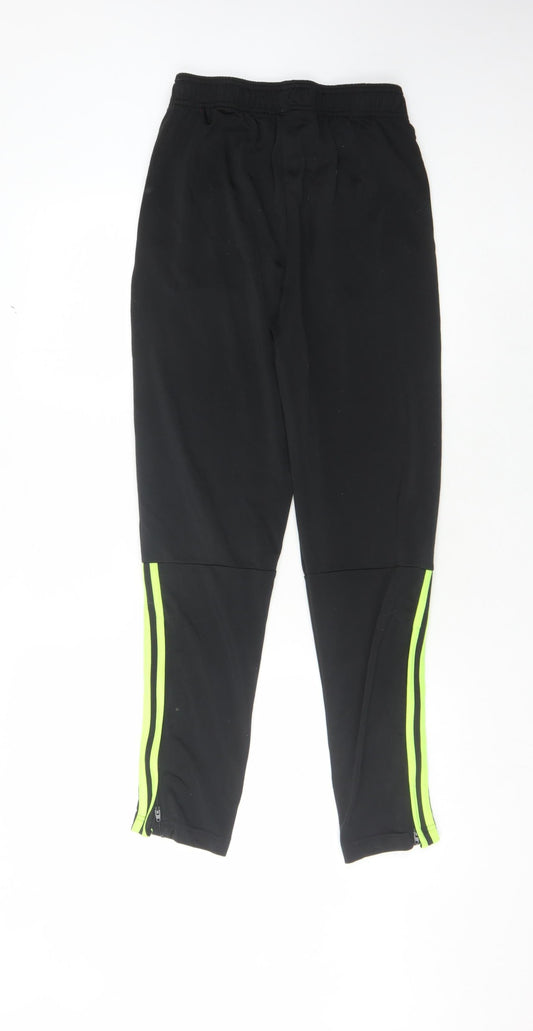 Adidas Boys Black Jogger Trousers with Side Stripe, Size 14