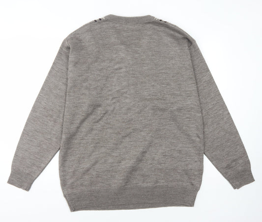 Cavallo Men's Grey V-Neck Pullover Jumper Large
