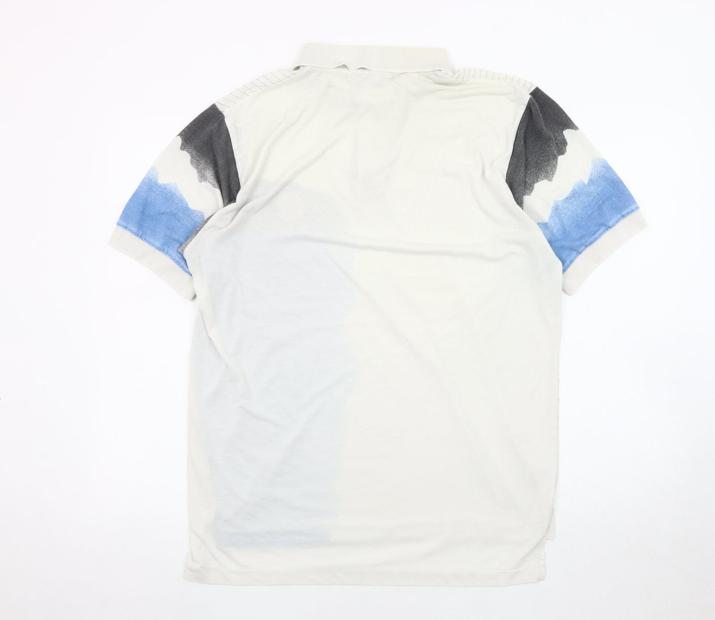 Champion Men's Blue Graphic Print Polo Shirt - L