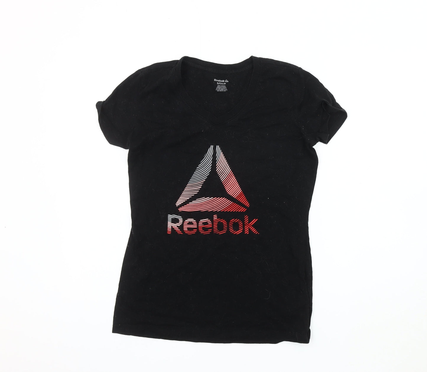 Reebok Women's Black V-Neck T-Shirt, Size S