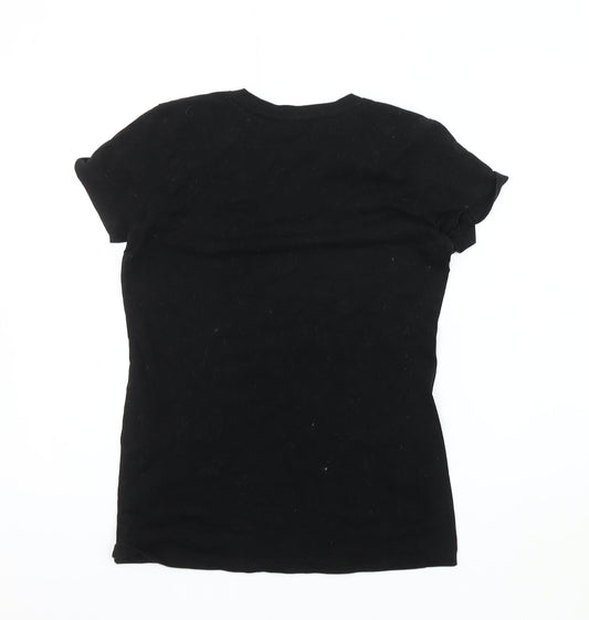 Reebok Women's Black V-Neck T-Shirt, Size S