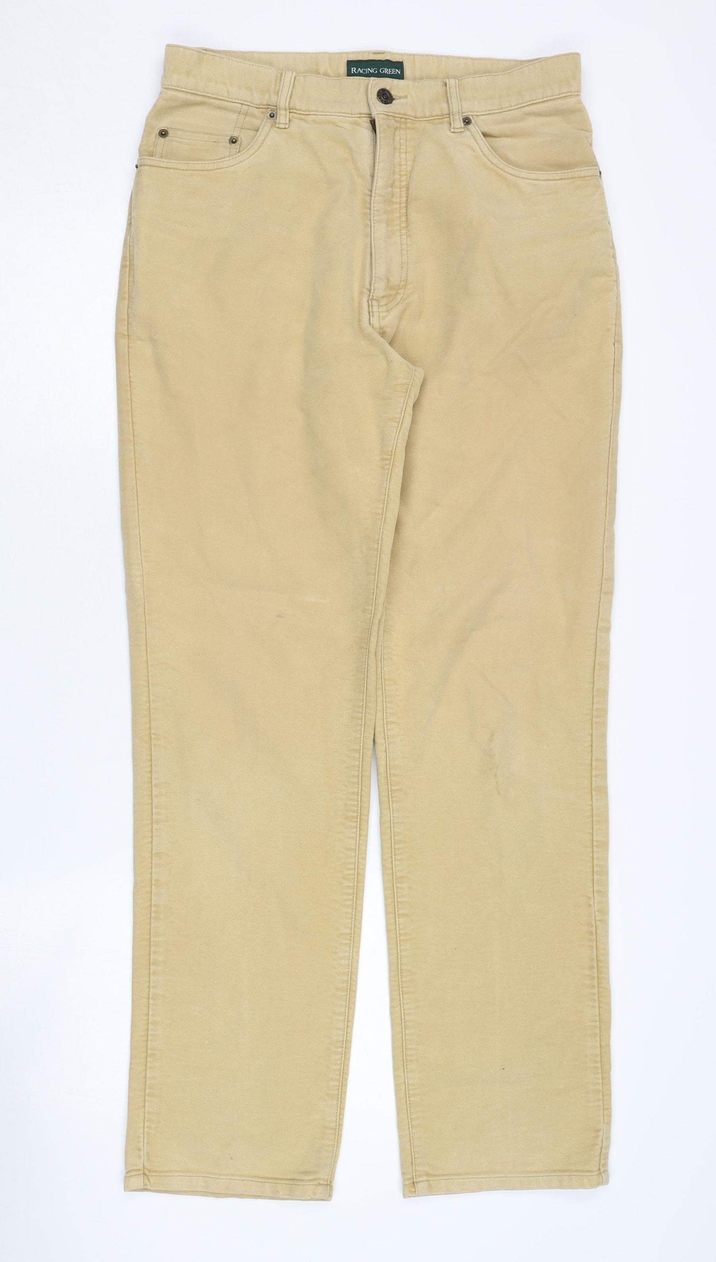 Racing Green Women's Beige Straight Jeans Size 32
