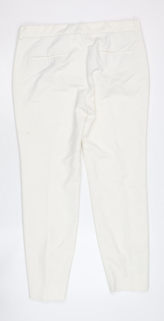 Zara Women's White Trousers, Size 14, Cotton Blend