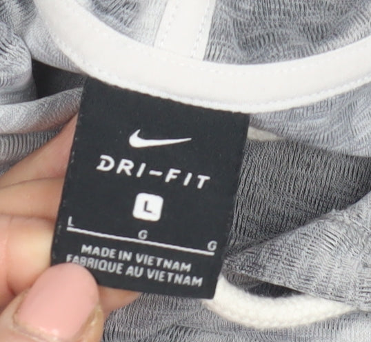 Nike Men's Grey Pullover Hoodie L Logo Design