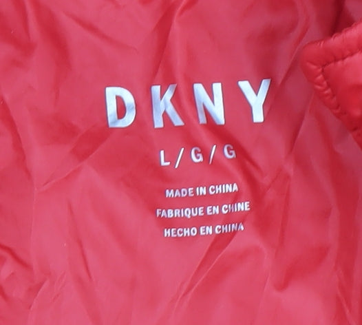 DKNY Women's Red Puffer Jacket, Size L