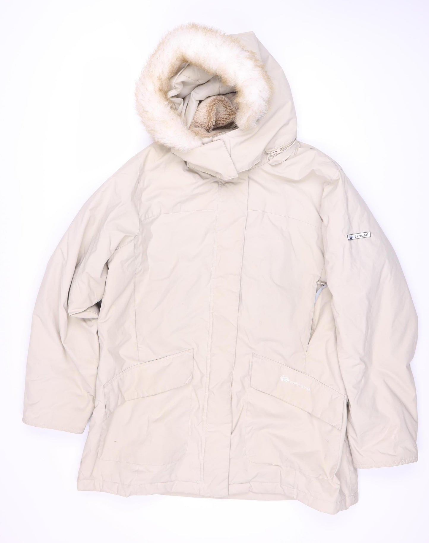 Dare 2b Women's Beige Hooded Parka Jacket Size 18