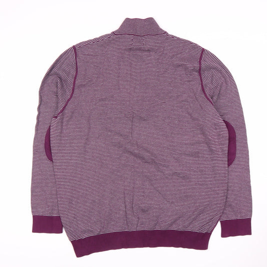 Jeff Banks Men's Purple XL Striped Knit Jumper