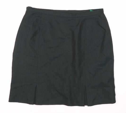 Laura Ashley Women's Green Wool Knee-Length Skirt, Size 18
