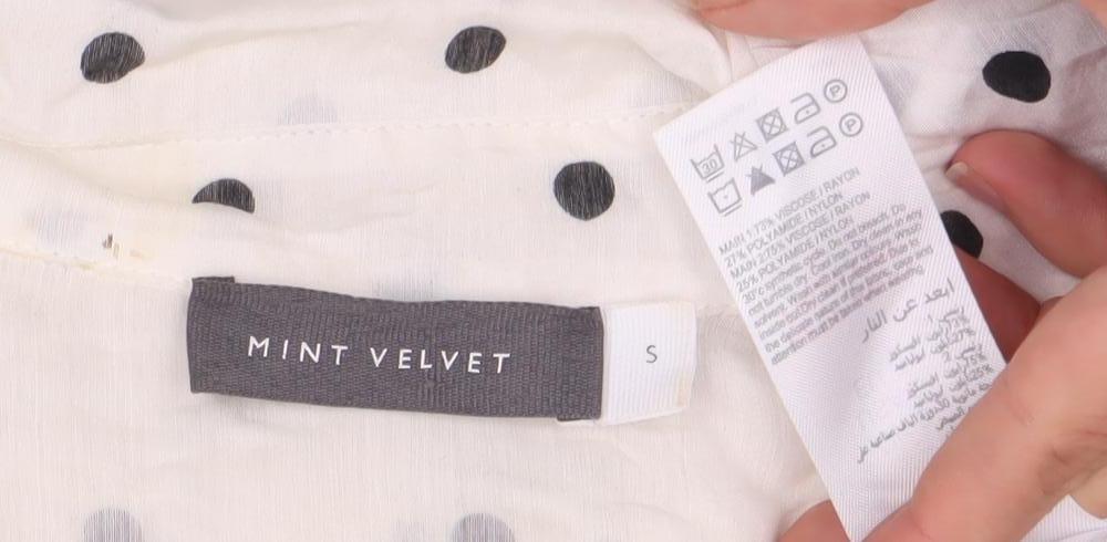 Mint Velvet Women's White Polka Dot Blouse, Size S