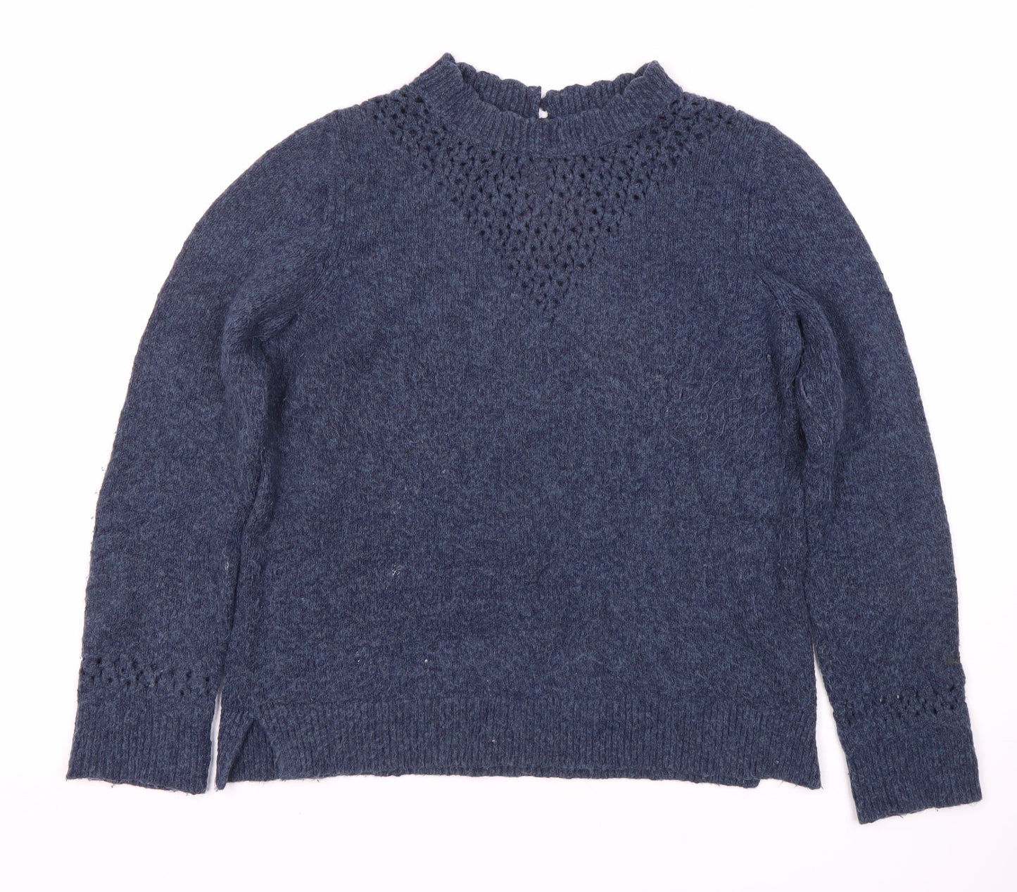 Fat Face Women's Blue Pullover Jumper, Size 10, Open-Knit