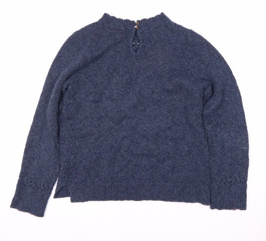 Fat Face Women's Blue Pullover Jumper, Size 10, Open-Knit