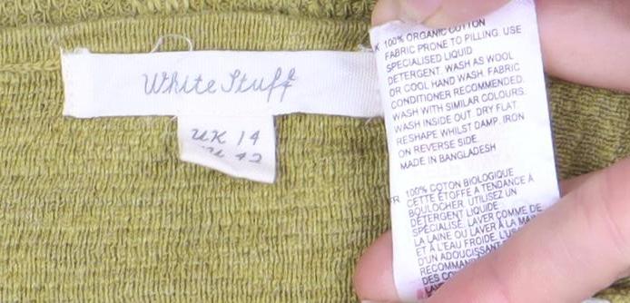 White Stuff Women's Green V-Neck Cardigan, 2XL, Casual Knit