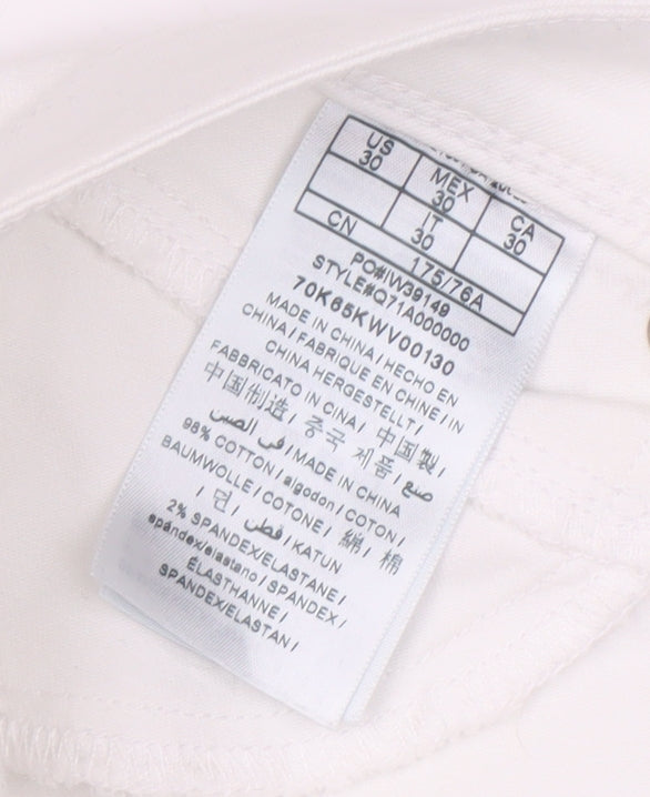 Brand and care label for Guess Women's White Cropped Denim Jeans, size 2