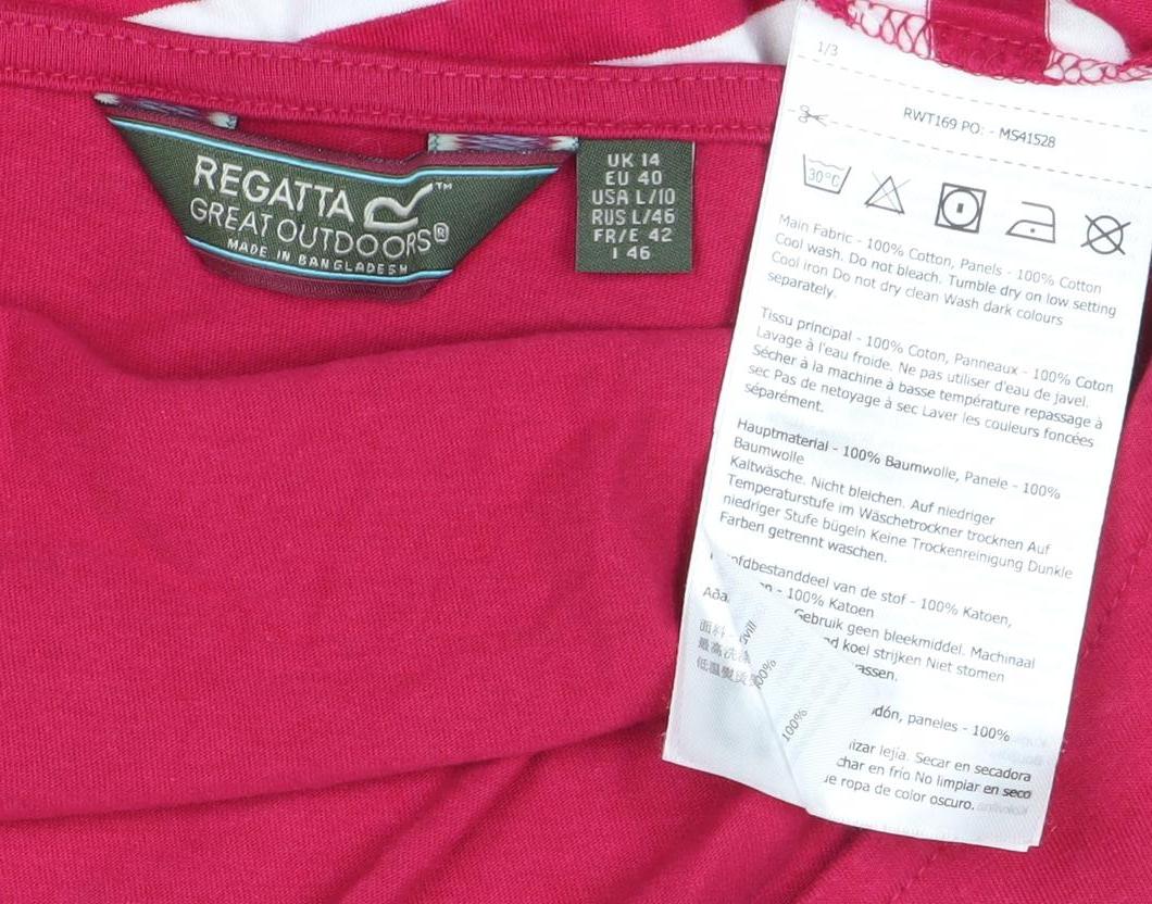 Regatta Women's Red Striped Boat Neck T-Shirt Size 14