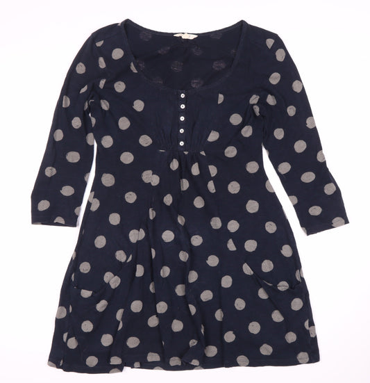 White Stuff Women's Blue Polka Dot 10 Jersey Dress