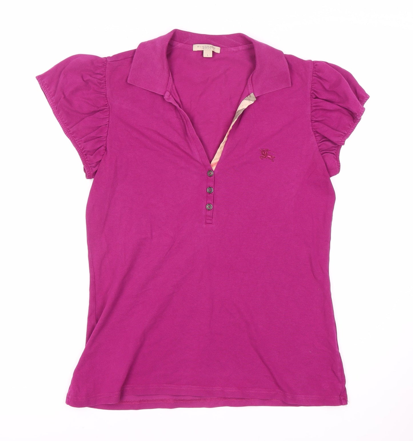 Burberry Women’s Purple Polo L Collared Short Sleeve