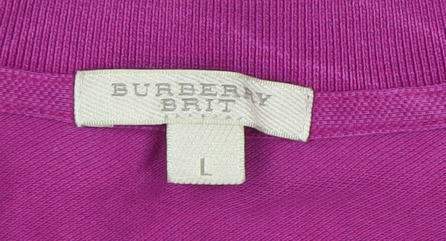 Burberry Women’s Purple Polo L Collared Short Sleeve