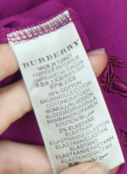 Burberry Women’s Purple Polo L Collared Short Sleeve