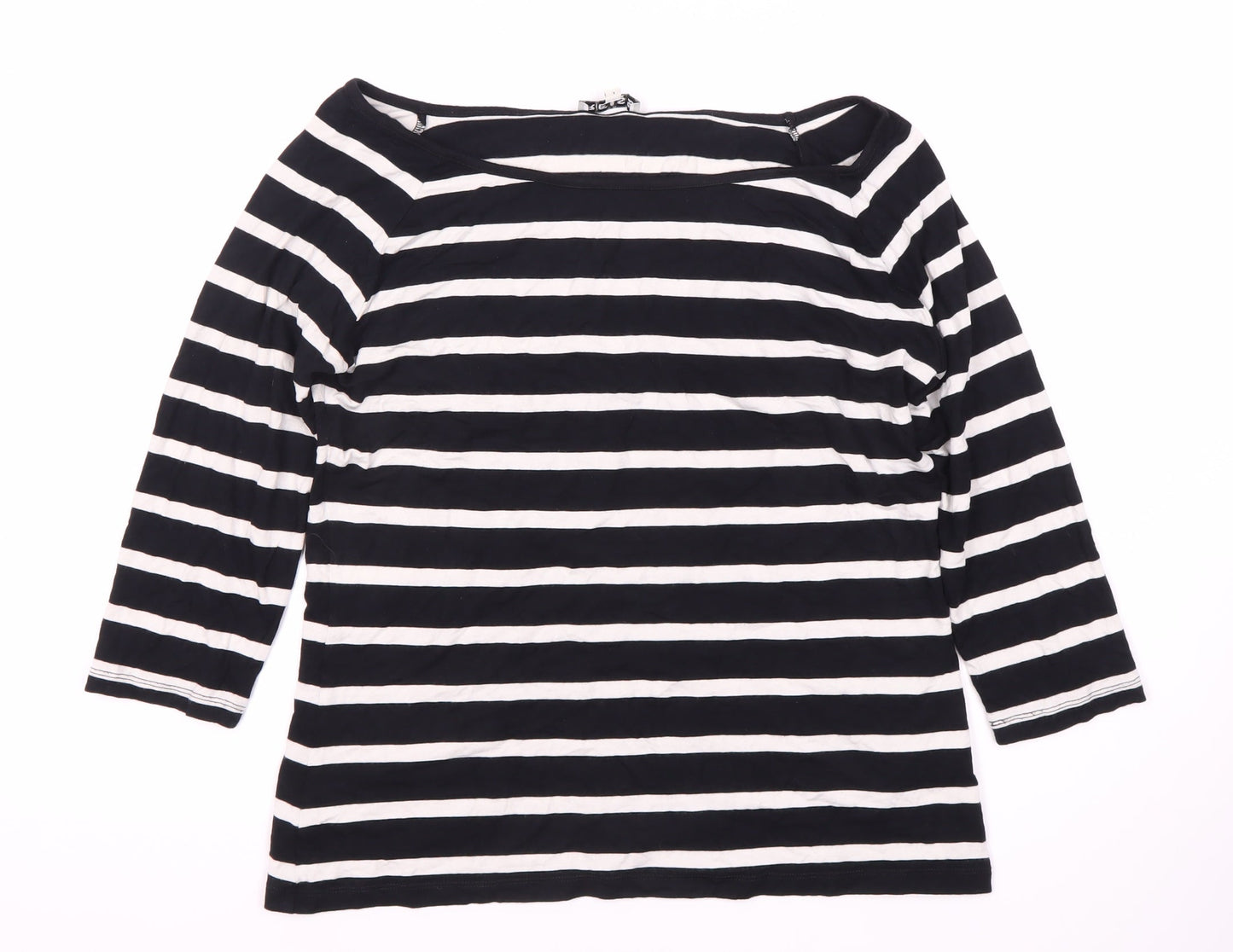 Reiss Women's Black Striped Cotton Top, Size L