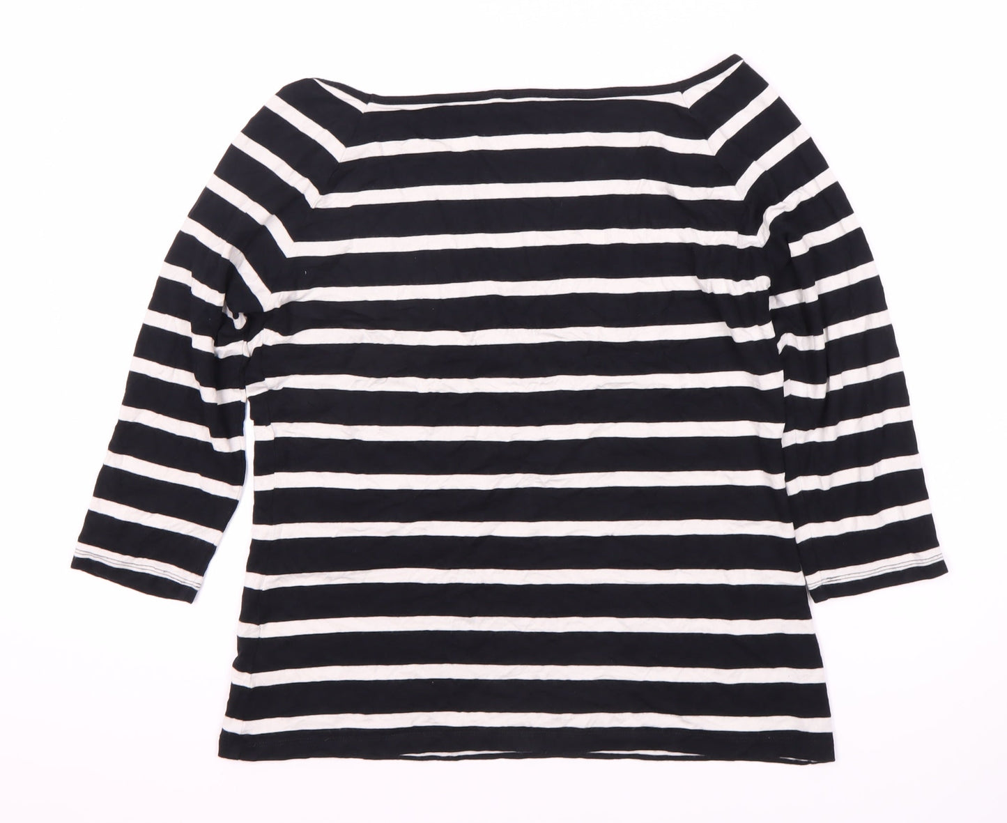 Reiss Women's Black Striped Cotton Top, Size L