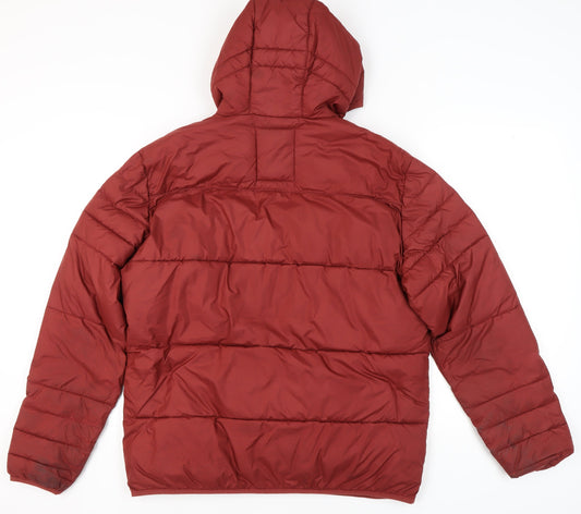 Jack & Jones Men's XL Red Puffer Jacket - Hooded Casual