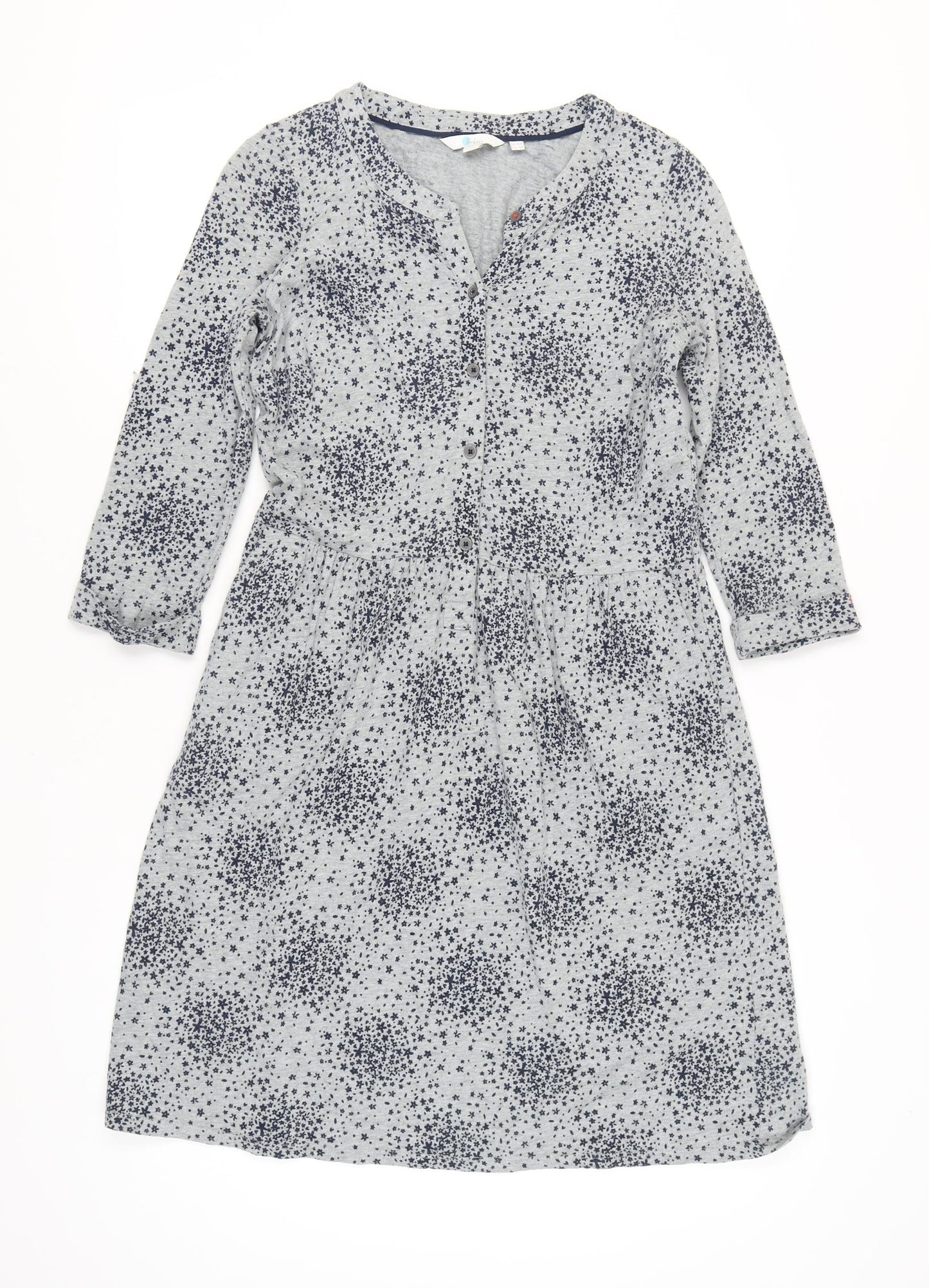 Boden Women's Grey Floral Long Sleeve Dress, Size 10