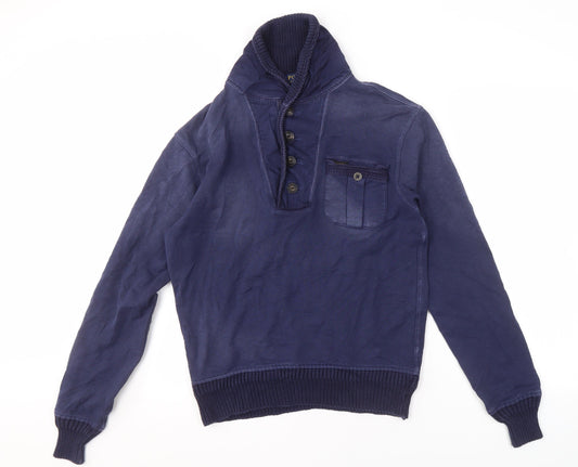 Polo Ralph Lauren Men's Blue Cotton Henley Sweatshirt S