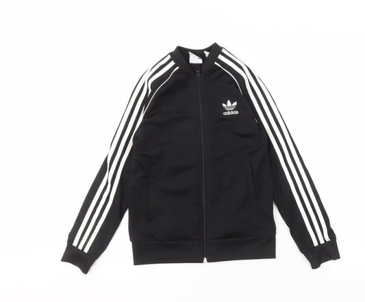 Adidas Boys Black Track Jacket 9-10 Years Full Zip Sports