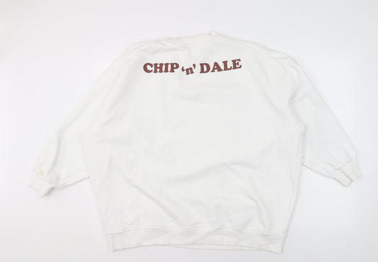 Disney Women's White Chip 'n' Dale Pullover Graphic Sweatshirt Size 18