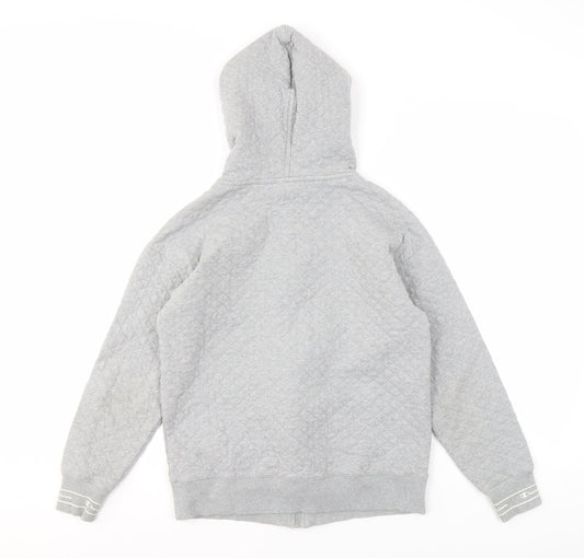 Champion Men’s Grey Full Zip Hoodie - Small, Quilted Style